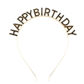 Dettaglio cerchietto in metallo dorato con scritta HAPPY BIRTHDAY in strass neri - Oro Zirconia Nera