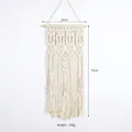 Handwoven bohemian macrame wall hanging in cream cotton rope, size 28x75cm variant - Arrow Triple Tassel Tapestry
