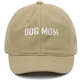 Classic khaki cotton baseball cap featuring white DOG MOM embroidery on the front - Adjustable / Khaki Short Brim