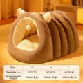 Winter warm caterpillar cat nest in dark grey with size chart for various pets - S / Gray