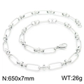 Collana a catena minimalista in acciaio argento con maglie ovali, 650x7mm, peso 26g - Argento 650x7mm(KN228501-Z)