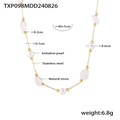 Dettaglio collana dorata in acciaio inossidabile da 40+5cm con pietre naturali e perle - Collana Bianca