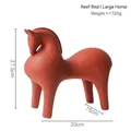 Modern red ceramic horse sculpture with rock texture finish, large decorative art piece - Matte Reef Red Large Horse 014