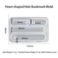DIY silicone heart bookmark mold with 4 slots and hole design for resin art 125x80mm - Heart Bookmark Mold With Hole
