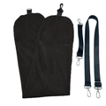 Détail de la housse de coussin de voyage en peluche noire avec sangles de transport réglables - Ensemble Noir / 96*18cm