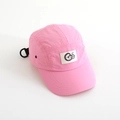 Detail of pink five-panel quick-dry outdoor cap featuring Go letter patch and metal eyelets - 52cm / Pink