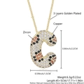 Gold plated letter C pendant necklace with multicolor zircon leopard pattern - Letter C