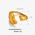Irregular liquid style open ring in gold finish with minimalist aesthetic and 2.6g weight - Gold