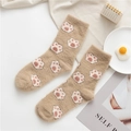 Chaussettes en peluche marron à motifs de pattes de chat roses et blancs - Taille unique / Patte de Chat Marron