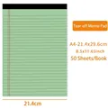 Green A4 legal pad with 50 sheets, 21.4x29.6cm ruled writing paper with tear-off top - A4 / Green