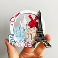 3D resin fridge magnet featuring I Love Paris landmarks including Eiffel Tower and France text - (21) France Architecture Panorama