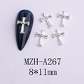 Dettaglio dei ciondoli per unghie a forma di croce d'argento, 8x11mm - Croce Incisa Vintage Argento (A267) / 8*11mm