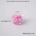 Miniature pink taro ball bowl model with transparent resin cup and white spoon - Dusty Pink