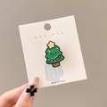 Mignonne broche sapin de Noël vert avec étoile et finition émail sur carte - Noël arbre
