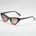 Side view of cat-eye sunglasses with black frames and gradient orange-brown lenses - Black Frame Grey Brown Lens