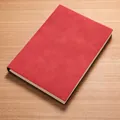 A5 red nubuck leather business notebook with 200 pages for office and professional use - 200 Pages / A5-Red