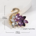 Elegant purple crystal swan brooch in gold finish measuring 4.0cm for women accessory - Purple Swan Shape (DW1094 Purple)