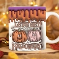 3D Spooky Halloween ceramic mug with pumpkin prints and purple dripping effect - SP-I Style