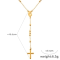 Collana a Y in acciaio al titanio dorato con croce e medaglia della Vergine Maria - Stile P1969 / Oro