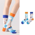 Asymmetrische Baumwollsocken mit nautischem Anker- und Segelbootmuster in Blau und Orange - Nautischer Segelboot Leuchtturm Stil (1018)
