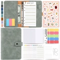 Gray A6 PU leather budget binder set with zipper envelopes and colorful labels - Budget Binder Set / Light Gray