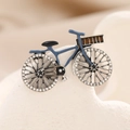 Vintage bicycle brooch with dark blue frame and sparkling rhinestones for coats - Vintage Bicycle