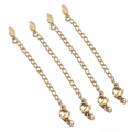 Lot de 4 chaînes d'extension dorées en acier inoxydable avec fermoirs et breloques - Style F / Or