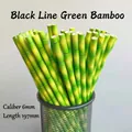 Bamboo pattern biodegradable paper straws bundle with 6mm diameter and 197mm length - Green Bamboo with Black Lines