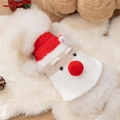 Cape de Noël pour animaux en peluche douce avec visage de renne et pompon rouge festif - Pull de Noël Rouge