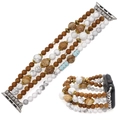 Five-row bohemian beaded Apple Watch strap with brown wood and blue sapphire beads - B-wb220018a / L2 (42/44/45)