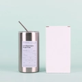Minimalist 600ML stainless steel iced coffee tumbler with straw and packaging box - 600ml / Steel Color
