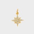 Golden octagonal star pendant with pavé zircons for DIY jewelry making on grey background - Eight-pointed Star(ZP39308) / Gold