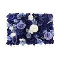 Artificial flower wall panel with blue roses and white hydrangeas for wedding decor - Candy Royal Blue