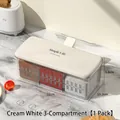 Portaspezie bianco crema a 3 scomparti con base trasparente e cucchiai, 22x13,2x9,8cm - 3 Scomparti / Bianco Crema