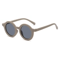 Cute round frame children's sunglasses in matte khaki with dark grey lenses - Grey Frame