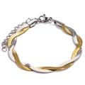 Dettaglio della collana a catena serpente intrecciata bicolore oro e argento con chiusura - Bracciale intrecciato a doppio strato / Bicolore Oro e Argento