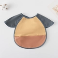 Waterproof baby bib shirt with short fly sleeves and food catcher in yellow and blue - Shawl - Antique Gold Color Block / One Size