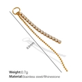 63mm long gold 18K plated stainless steel pendant with rhinestone and bead chain - Gold Long Chain Tassel Pendant