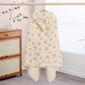 Soft cream cotton gauze baby hooded towel with rabbit ears and cute animal prints - Hairpin Rabbit / 70*140cm