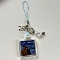 Anime blue bead phone strap with silver music note and acrylic beach lover pendant - Blue Lover