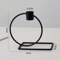 Modern black matte geometric candle holder with 13cm height and stable rectangular base - Round / Black