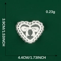 Detailed size view of white heart lace patch with bow embroidery for DIY sewing projects - 18-White Heart Bow Style D