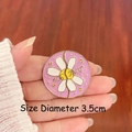 Cute 3.5cm purple daisy metal enamel pin badge with gold edges for bags and clothes - Daisy Flower Pair