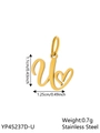 Golden stainless steel letter U pendant with heart detail for DIY jewelry making - Geometric Heart-U