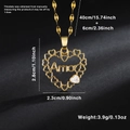 Collana con pendente a cuore placcato oro con incisione Amor e zircone bianco su nero - Cuore Cavo Amor (XL10539)