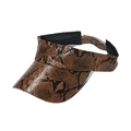 Brown snakeskin pattern PU leather sun visor hat with wide brim for outdoor summer protection - Brown