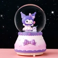 Purple Kuromi ferris wheel crystal ball music box with snow and starry base - Automatic Snowfall + Music + Light / Cartoon-Purple