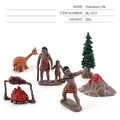Prehistoric life miniature set with cavemen, a small dinosaur, campfire, and volcano - Prehistoric Life Models Set 55G