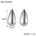 Silver teardrop geometric earrings in polished stainless steel with size dimensions - Silver Teardrop Hoops (BE47833AW0)