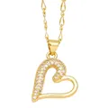 Elegant gold heart pendant necklace with shimmering crystals on a twisted rope chain - Twisted Heart Style (C)